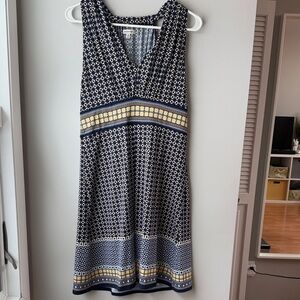 Navy and Yellow Patterned Max Studio raSleeveless Dress